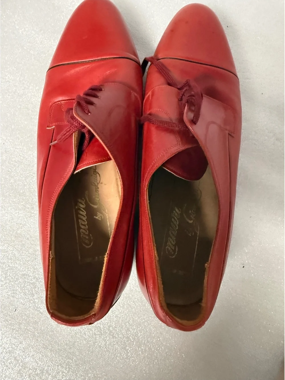Vintage Mario Cerutti Red Leather Lace-Up Shoes Made in Italy Size 8